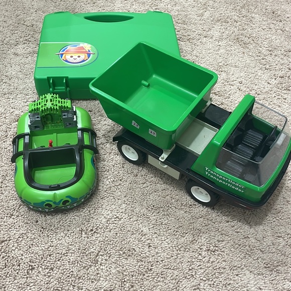 Playmobil alligator boat green large dump truck & carrying case toys set - Picture 2 of 5